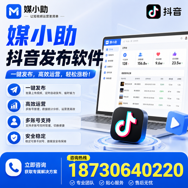 陇南媒小助抖音快手批量发布软件